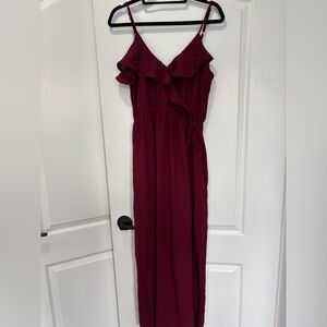 Elegant Burgundy Ruffle Dress